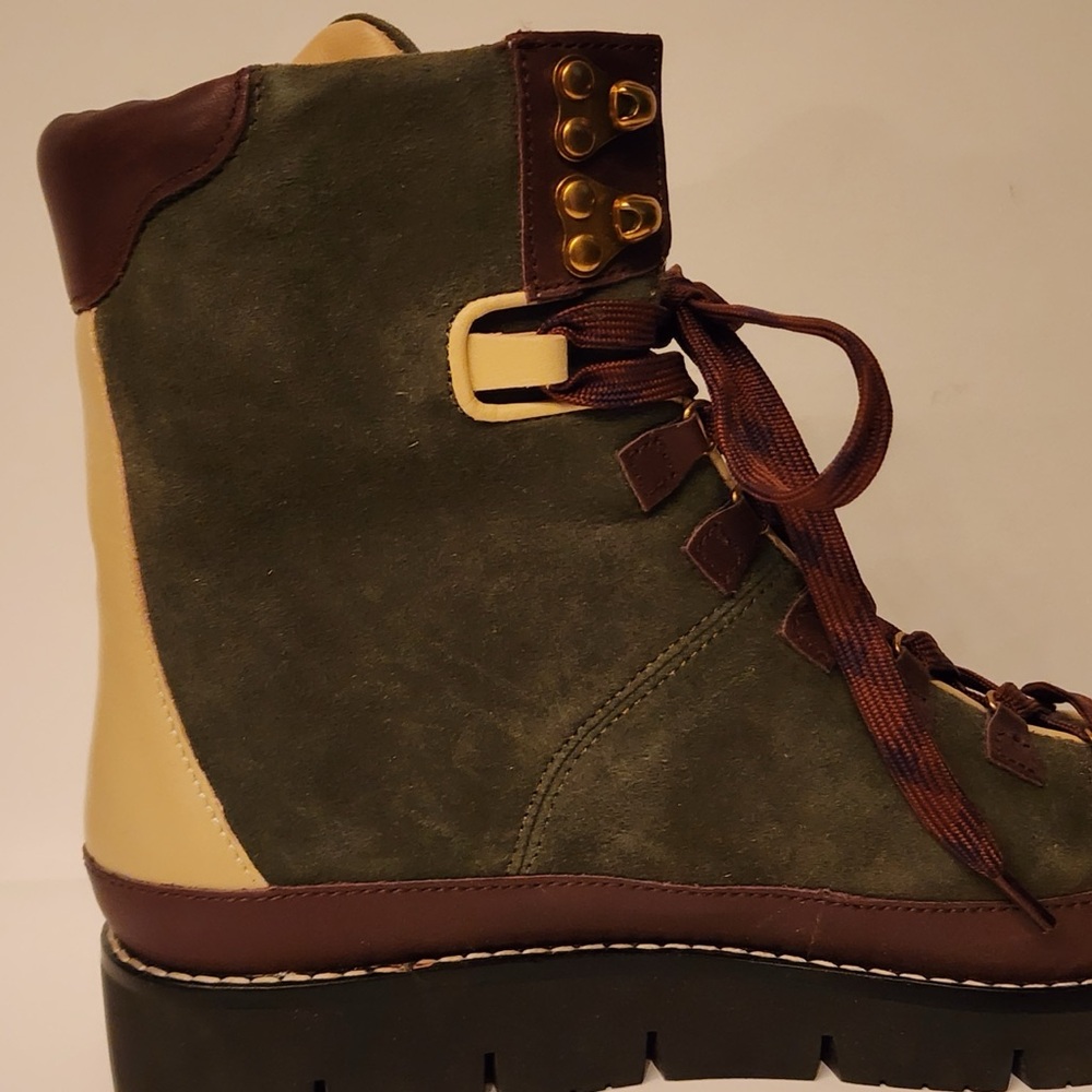 J. Crew Elsa Lace-Up Suede Boots Women’s Green & Brown Size 6 - Picture 8 of 13